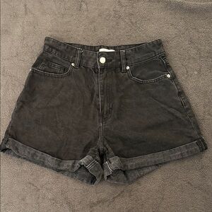 H&M Charcoal High Waist Denim Shorts
